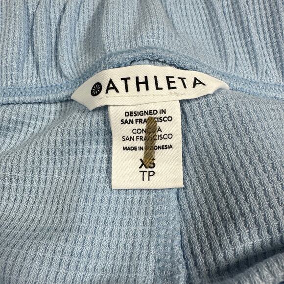 Athleta Wind Down Sleep Shorts Waffle Knit Light Blue Women's Size XS NWT - Picture 4 of 11